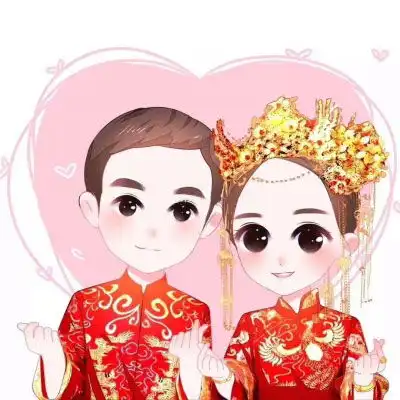新郎新娘卡通情侣头像古装新郎新娘头像一对两张
