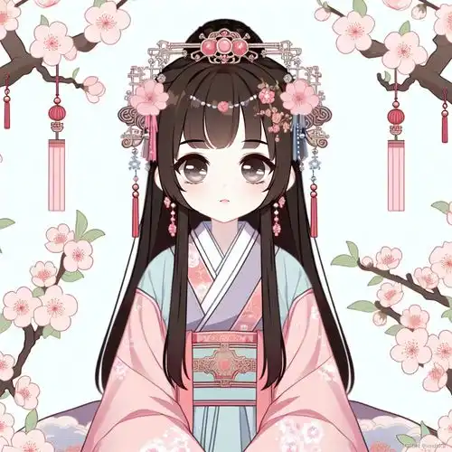 可爱的少女,动漫,二次元,国风,樱花树,头像,表情包,艺术设计csdn博客
