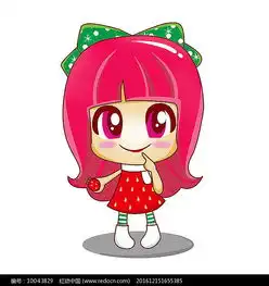卡通手绘草莓女孩形象
