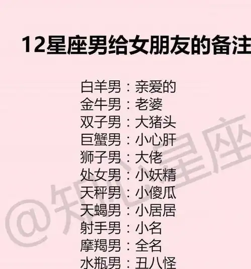 12星座男生怎么备注女朋友双子备注大猪头,ta备注全名
