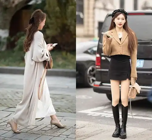 看了杭州女生街拍我发现穿长裙和穿短裙,气质差太多
