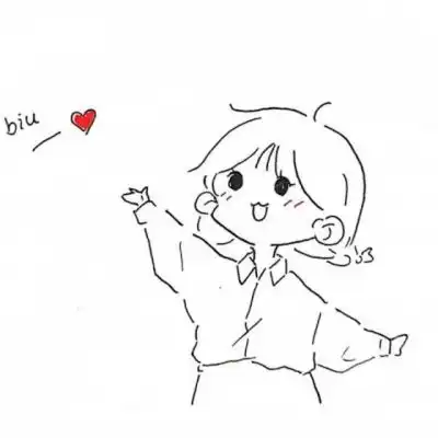 线条头像女简约可爱手绘女生黑白线条头像
