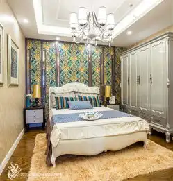 蓝色三居新古典样板间赏析
