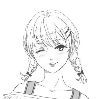 铅笔画头像可爱简单黑白铅笔画头像女生图片
