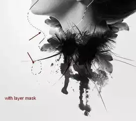 ps合成碎片飞散的黑白抽象美女头像
