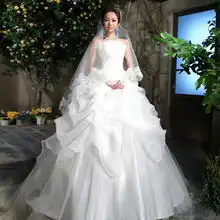 韩版公主抹胸齐地婚纱白色婚纱经典显瘦修腰
