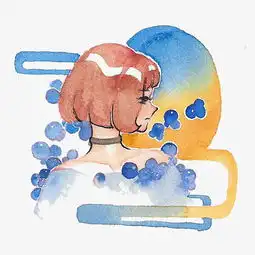 原创水彩黄蓝色系手绘元素侧脸女孩免扣图片素材其他格式下载动漫人物大全
