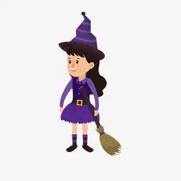 卡通可爱女魔法师插画万圣节图片素材其他格式下载动漫人物大全
