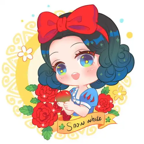 q版迪士尼公主头像,白雪公灵动乖巧,梅莉达公主颜值提升
