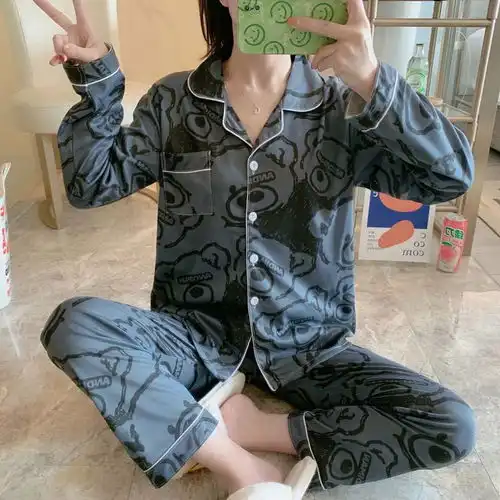 牛奶丝韩版宽松ins风甜美可爱卡通长袖家居服
