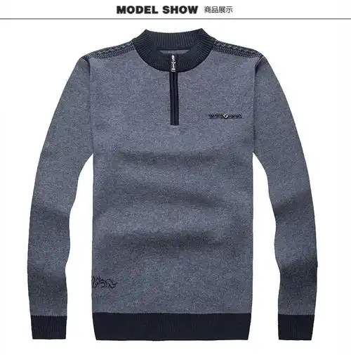 中老年男装毛衣拉链秋冬半高领加厚保暖男式针织衫爸爸装冬装rzy
