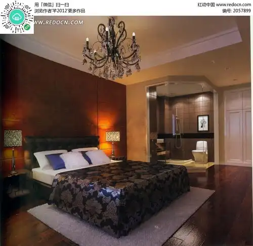 欧式暗色调卧室效果图
